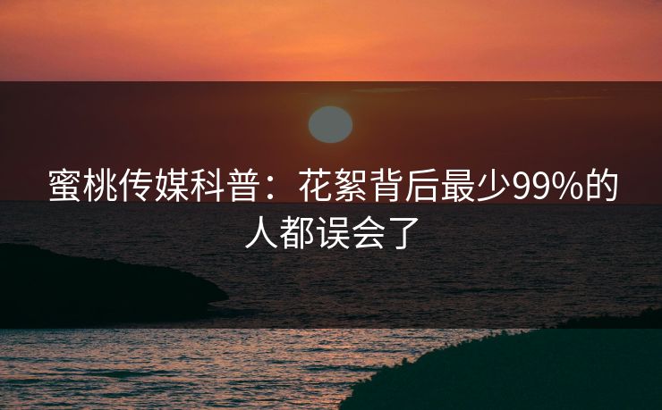 蜜桃传媒科普：花絮背后最少99%的人都误会了