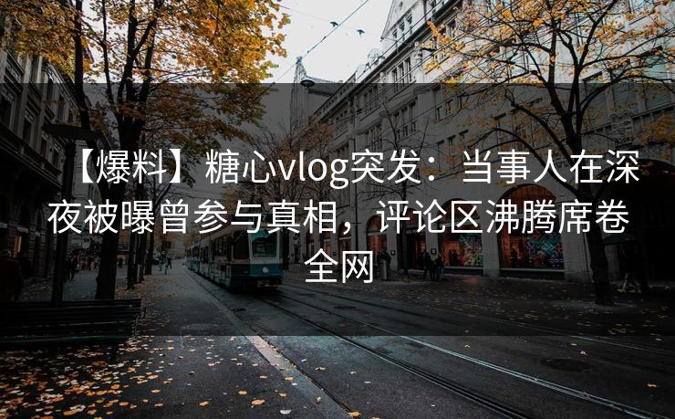 【爆料】糖心vlog突发：当事人在深夜被曝曾参与真相，评论区沸腾席卷全网