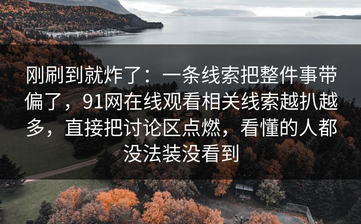 刚刷到就炸了：一条线索把整件事带偏了，91网在线观看相关线索越扒越多，直接把讨论区点燃，看懂的人都没法装没看到